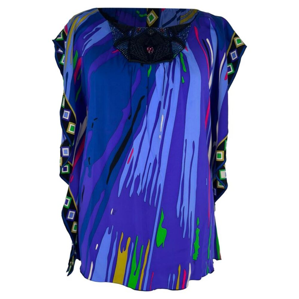 Emilio Pucci Embellished Tunic Blouse in Multicolor Silk